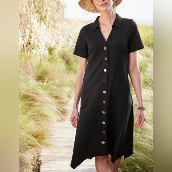 Soft Surroundings Dresses & Skirts - Soft Surroundings Danielle Black Button-Front Shirt Dress
